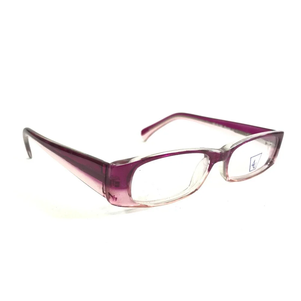 4U Eyeglasses Frames US55 Purple Clear Pink Rectangle Full Rim 46-15-130